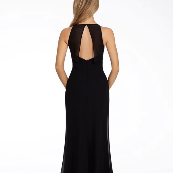NWT Hayley Paige 5714 chiffon A-line bridesmaid gown BLACK SIZE 6 - Picture 2 of 4